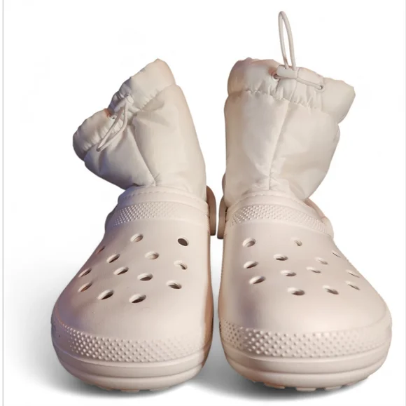 Unisex Crocs Classic Lined Neo Puff White Winter Snow Rain Boots Men 12 EUC Warm - Picture 2 of 6